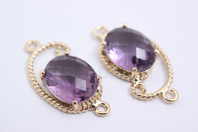 S057-Gold Plated-(1piece)-Amethyst Glass-20*11mm Framed Glass-Wholesale Glass, [PRODUCT_SEARCH_KEYWORD], JEWELFINGER-INBEAD, [CURRENT_CATE_NAME]