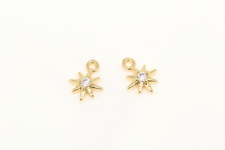 CH5091-Gold Plated-(2pcs)-CZ Tiny Star Charm Pendant Nickel Free Option, [PRODUCT_SEARCH_KEYWORD], JEWELFINGER-INBEAD, [CURRENT_CATE_NAME]