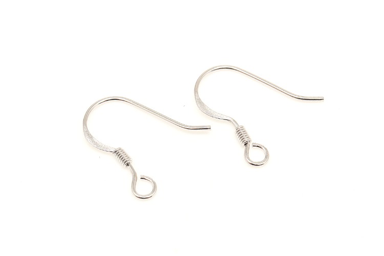 K061-Rhodium Plated-(2pairs)-Earwires-Fish Hook Ear Wire-French Wire Hook-Wholesale Silver Earrings, [PRODUCT_SEARCH_KEYWORD], JEWELFINGER-INBEAD, [CURRENT_CATE_NAME]
