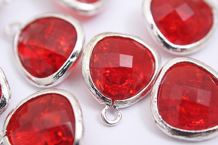 [W] S219-Rhodium Plated-(20pcs)-Cracked Glass Red Pendant-Wholesale Glass, [PRODUCT_SEARCH_KEYWORD], JEWELFINGER-INBEAD, [CURRENT_CATE_NAME]