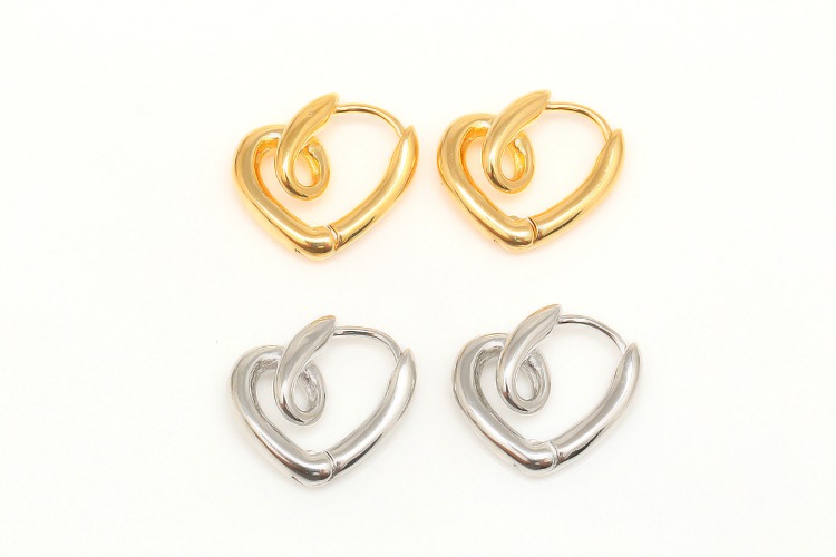 M287-Gold Plated&amp;Rhodium Plated-(1pairs)-14*16mm Heart Lever Back Earrings-Nickel Free-Color Option, [PRODUCT_SEARCH_KEYWORD], JEWELFINGER-INBEAD, [CURRENT_CATE_NAME]