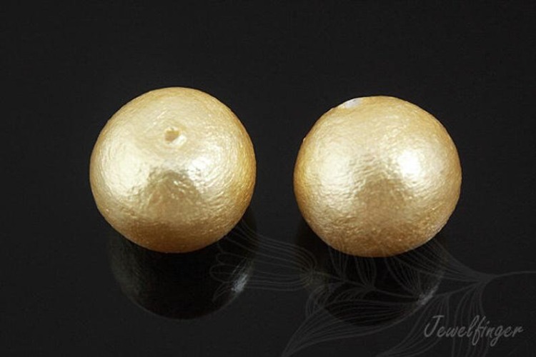 E1005-Cotton Pearl-(2pcs)-10mm Japanese Cotton Pearl-Gold Cotton Pearl Beads-Wholesale Pearl, [PRODUCT_SEARCH_KEYWORD], JEWELFINGER-INBEAD, [CURRENT_CATE_NAME]