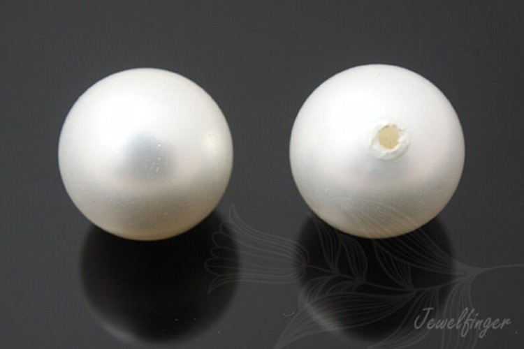 E497-Half-drilled-Shell Pearl-(2pcs)-12mm Half drilled Pearl coated on Shell based-White-Wholesale Pearl, [PRODUCT_SEARCH_KEYWORD], JEWELFINGER-INBEAD, [CURRENT_CATE_NAME]