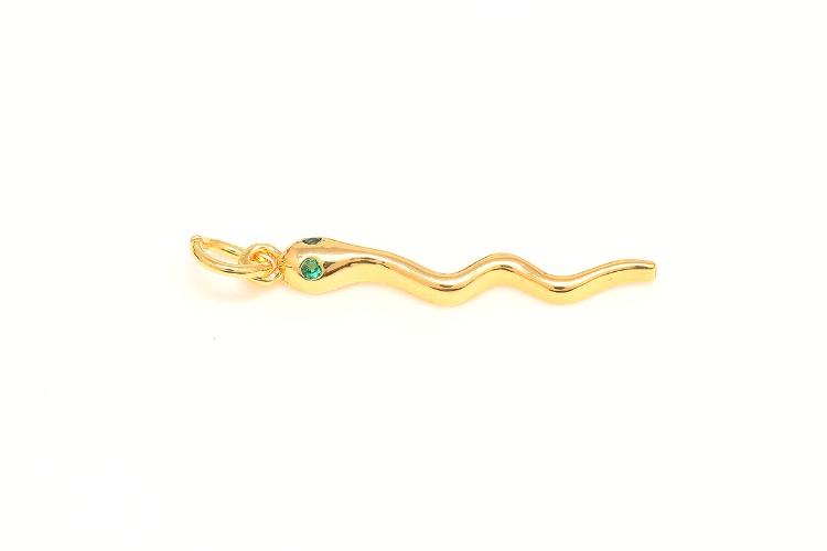 [W] CH2086-Gold Plated-(20pcs)-24*3.5mm Snake Charms-Green Eye Snake Pendant-Necklace Earrings Making Supply,Nickel Free-Wholesale Pendants, [PRODUCT_SEARCH_KEYWORD], JEWELFINGER-INBEAD, [CURRENT_CATE_NAME]