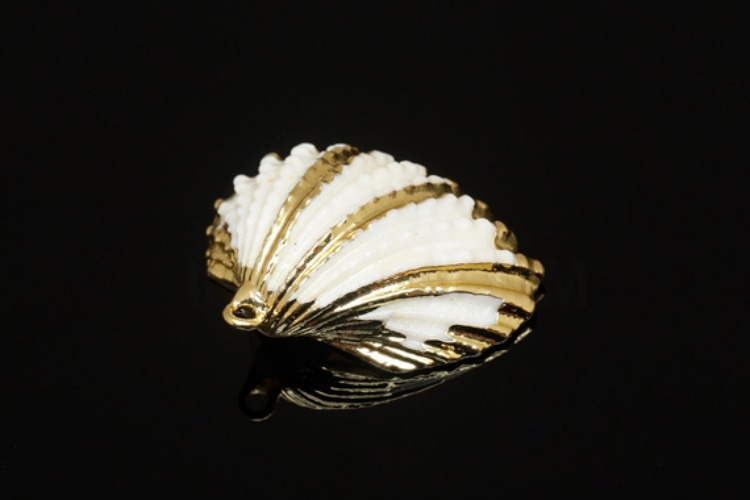 [W] G587-Gold Plated-(20pcs)-Real Shell-Nature Clam-Sea Shell Pendant Charm-Clam Shell Pendant Charm-Wholesale Pearl, [PRODUCT_SEARCH_KEYWORD], JEWELFINGER-INBEAD, [CURRENT_CATE_NAME]