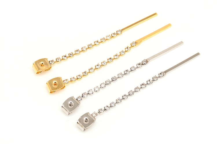 [W] M245-Gold Plated&amp;Rhodium Plated-(20pcs)-52mm Cubic Ear Back Stoppers,Earring Nuts with CZ Chain, Earring Making Supply-Plated Color Option, [PRODUCT_SEARCH_KEYWORD], JEWELFINGER-INBEAD, [CURRENT_CATE_NAME]