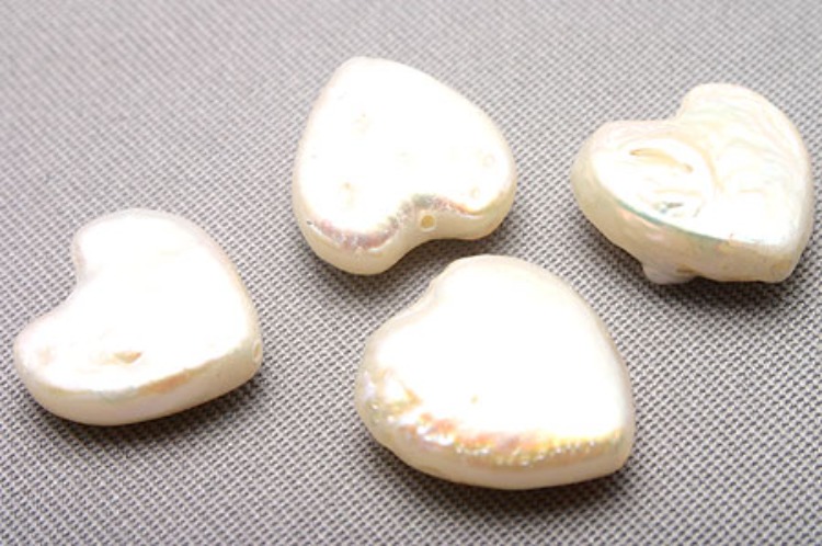 E416-Freshwater Pearl-(2pcs)-Heart Freshwater Pearl-Natural Pearls-White-Wholesale Pearl, [PRODUCT_SEARCH_KEYWORD], JEWELFINGER-INBEAD, [CURRENT_CATE_NAME]