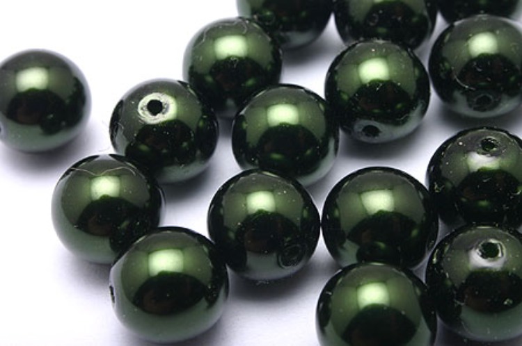 E373-Glass Pearl-(20pcs)-8mm Glass Pearl-Dark Green-Wholesale Pearl, [PRODUCT_SEARCH_KEYWORD], JEWELFINGER-INBEAD, [CURRENT_CATE_NAME]