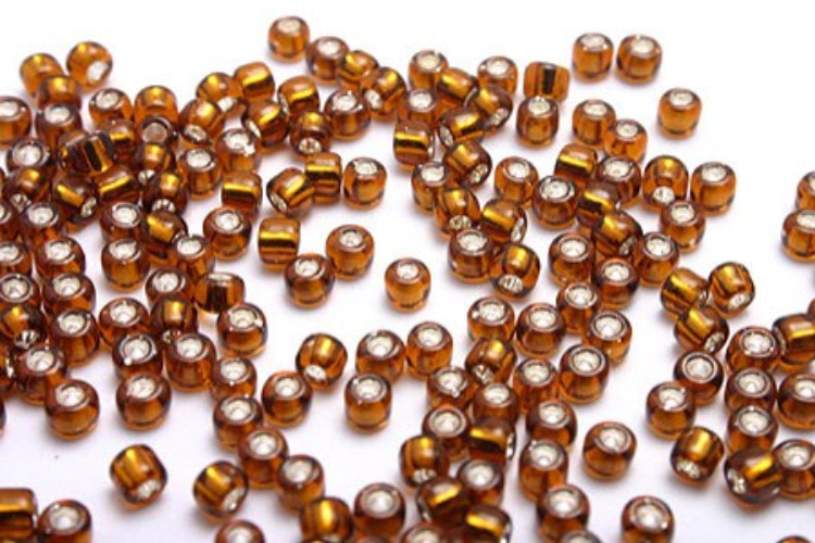 E061-2mm Mazno Seed Beads Brown Silver Line (20 g), [PRODUCT_SEARCH_KEYWORD], JEWELFINGER-INBEAD, [CURRENT_CATE_NAME]
