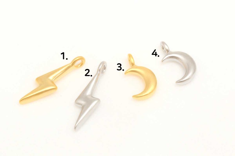 [W] S039-Matt Gold Plated&amp;Matt Rhodium Plated-(20pcs)-Thunderbolt  Charms,Lightning Pendant, Tiny Moon Charm,Crescent Moon Charms,Option, [PRODUCT_SEARCH_KEYWORD], JEWELFINGER-INBEAD, [CURRENT_CATE_NAME]