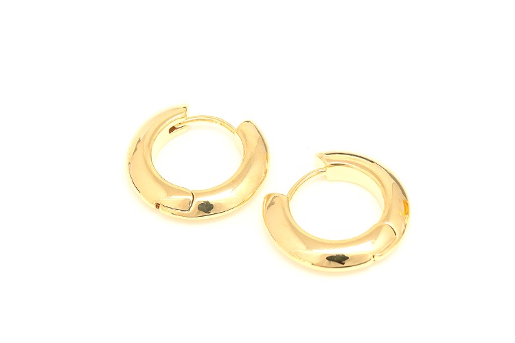 S074-Gold Plated (1pairs)-17mm Bold Round Lever Back Earrings-3.2mm Thickness Simple Earrings -Nickel Free, [PRODUCT_SEARCH_KEYWORD], JEWELFINGER-INBEAD, [CURRENT_CATE_NAME]