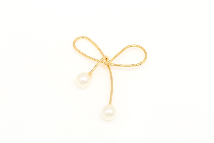 H1169-Gold Plated (2pcs)-25*21.5mm,Ribbon Pendant with Pearl ,Big Ribbon Charms, [PRODUCT_SEARCH_KEYWORD], JEWELFINGER-INBEAD, [CURRENT_CATE_NAME]