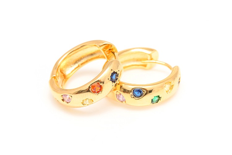 [W] CH2108-Gold Plated (10pairs)-20mm Multi Cubic Lever Back Earrings-Cubic Huggie Hoops-Nickel Free, [PRODUCT_SEARCH_KEYWORD], JEWELFINGER-INBEAD, [CURRENT_CATE_NAME]