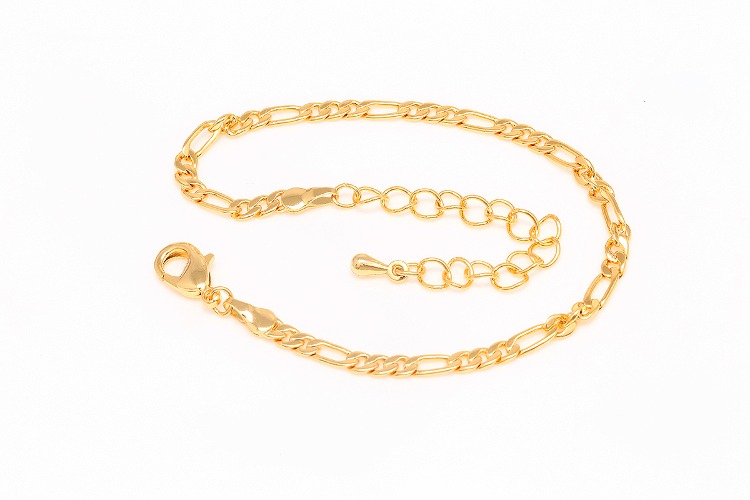 [W] E423-Gold Plated E-coat Anti Tarnish Necklace (20pcs)-FG 180 SCR Figaro Chain Bracelet-16cm+Extender 5cm Chain Bracelet,Ready-Made Bracelet, [PRODUCT_SEARCH_KEYWORD], JEWELFINGER-INBEAD, [CURRENT_CATE_NAME]