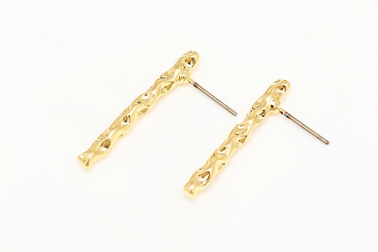 S118-Gold Plated-(1pairs)-27*3mm Unique Bar Earrings-Jewelry Findings,Jewelry Making Supply-Nickel Free Post, [PRODUCT_SEARCH_KEYWORD], JEWELFINGER-INBEAD, [CURRENT_CATE_NAME]
