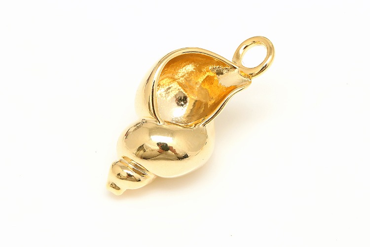 E574-Gold Plated-(2pcs)-32*14mm Big Conch Pendant-Brass Conch Shell Charms, [PRODUCT_SEARCH_KEYWORD], JEWELFINGER-INBEAD, [CURRENT_CATE_NAME]