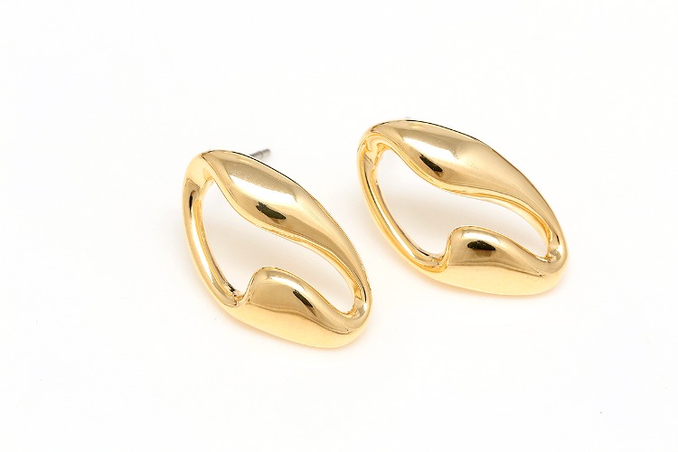 E682-Gold Plated-(1pairs)-19*11mm Ellipse  Earrings-Jewelry Findings,Jewelry Making Supply-Nickel Free Post, [PRODUCT_SEARCH_KEYWORD], JEWELFINGER-INBEAD, [CURRENT_CATE_NAME]