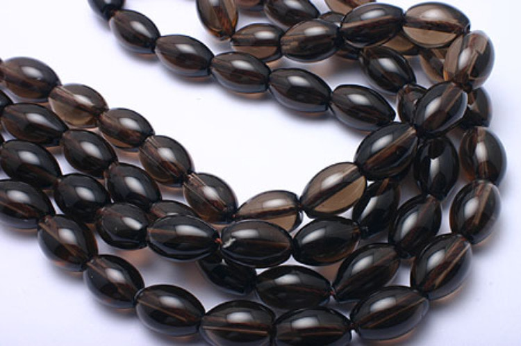 G084-Smokey Quartz Oval Beads 12*8mm (4pcs), [PRODUCT_SEARCH_KEYWORD], JEWELFINGER-INBEAD, [CURRENT_CATE_NAME]