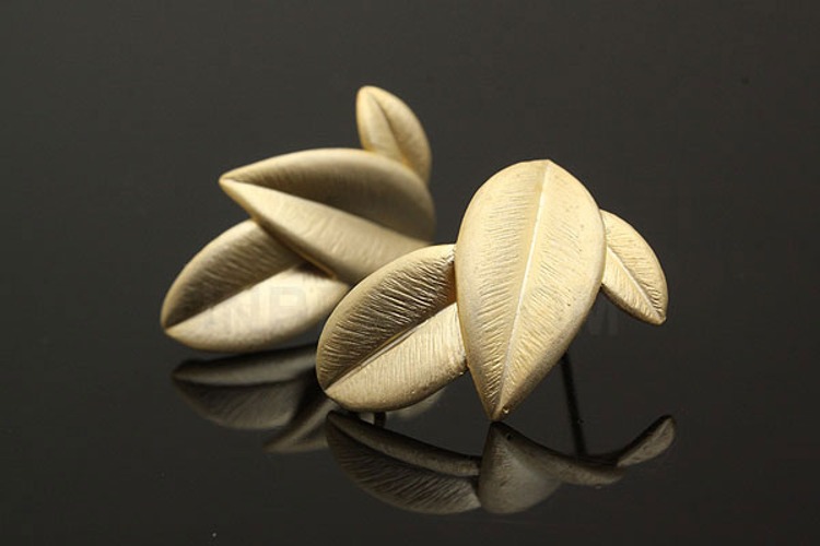 [W] B573-Matt Gold Plated (10pairs)-Leaf Ear Post-Leaf Earring-Silver Post, [PRODUCT_SEARCH_KEYWORD], JEWELFINGER-INBEAD, [CURRENT_CATE_NAME]