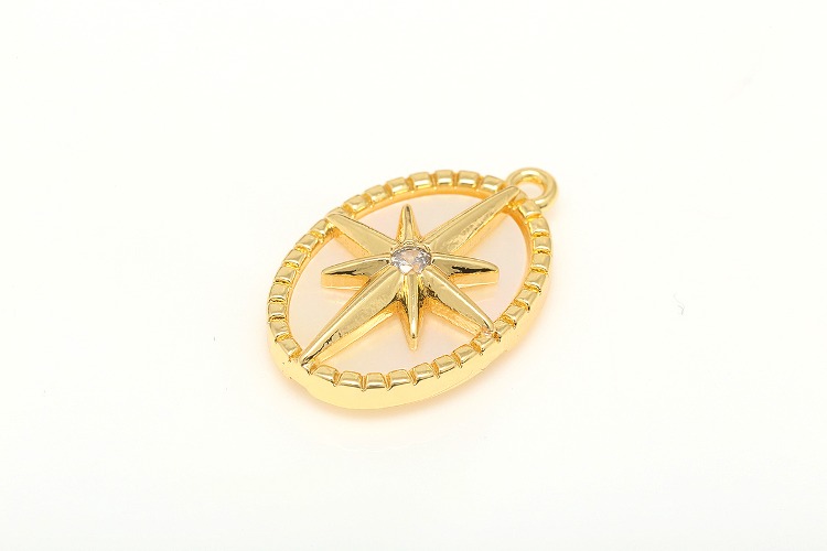 CH2117-Gold Plated-(2pcs)-17*11mm M.O.P Star Charms-CZ Sun Pendant-Necklace Earrings Making Supply,Nickel Free, [PRODUCT_SEARCH_KEYWORD], JEWELFINGER-INBEAD, [CURRENT_CATE_NAME]