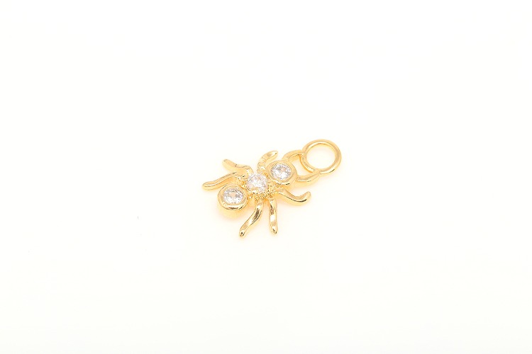 CH133-Gold Plated-(2pcs)-12.5*9.5mm CZ Tarantula Pendant-Tiny Spider Pendant-Spider Charm-Wholesale Charms, [PRODUCT_SEARCH_KEYWORD], JEWELFINGER-INBEAD, [CURRENT_CATE_NAME]