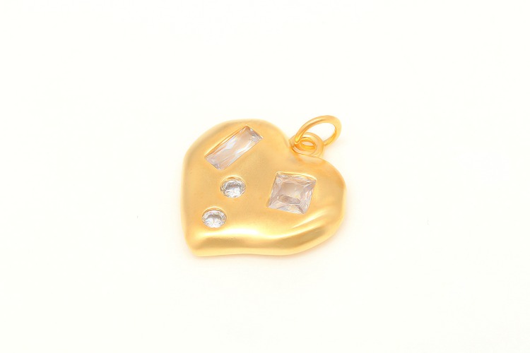 CH136-Matt Gold Plated-(2pcs)-18*17mm CZ Heart Charm,Cubic Heart Pendant, [PRODUCT_SEARCH_KEYWORD], JEWELFINGER-INBEAD, [CURRENT_CATE_NAME]
