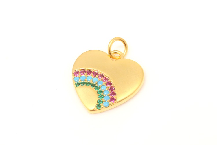 CH8101-Matt Gold Plated-(1piece)-16mm CZ Rainbow Heart Pendant ,CZ Heart Charms, [PRODUCT_SEARCH_KEYWORD], JEWELFINGER-INBEAD, [CURRENT_CATE_NAME]