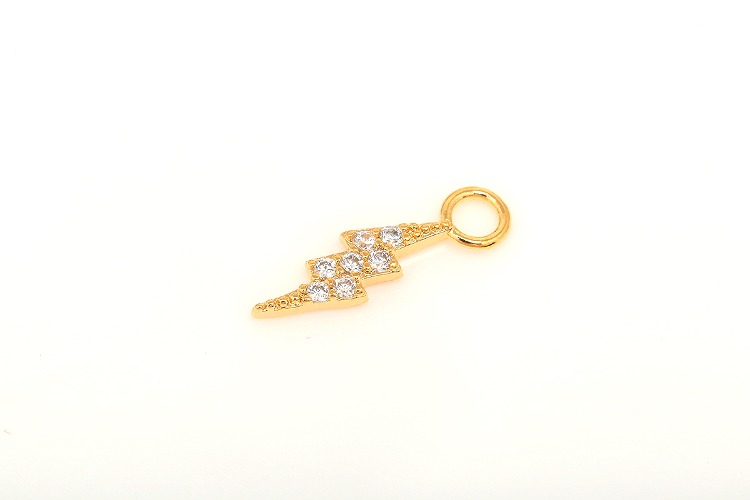 [W] CH132-Gold Plated-(20pcs)-15*4mm CZ Thunderbolt Charms-CZ Lightning Bolt  Pendant-Thunderbolt Earrings Charms-Thunderbolt Dangle-Wholesale Charms, [PRODUCT_SEARCH_KEYWORD], JEWELFINGER-INBEAD, [CURRENT_CATE_NAME]