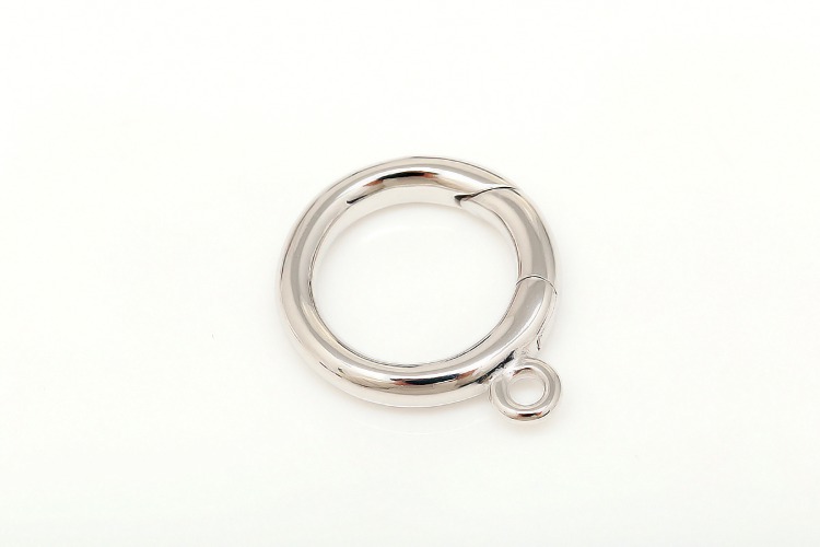 [W] S125-Rhodium Plated (20pcs)-18mm Necklace Clasp -Brass Round Spring Gate Ring-Lock Finding, [PRODUCT_SEARCH_KEYWORD], JEWELFINGER-INBEAD, [CURRENT_CATE_NAME]