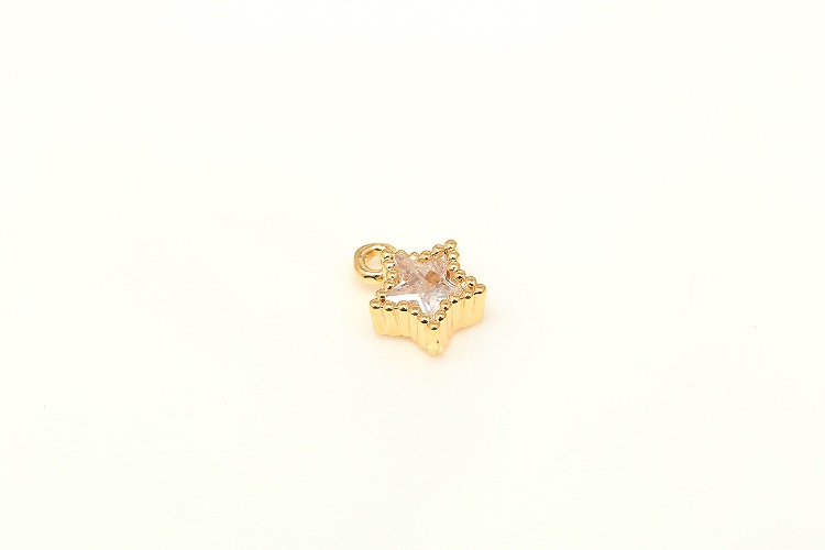 S132-Gold Plated-(2pcs)-6*7.5mm Tiny Cubic Star Charms, [PRODUCT_SEARCH_KEYWORD], JEWELFINGER-INBEAD, [CURRENT_CATE_NAME]