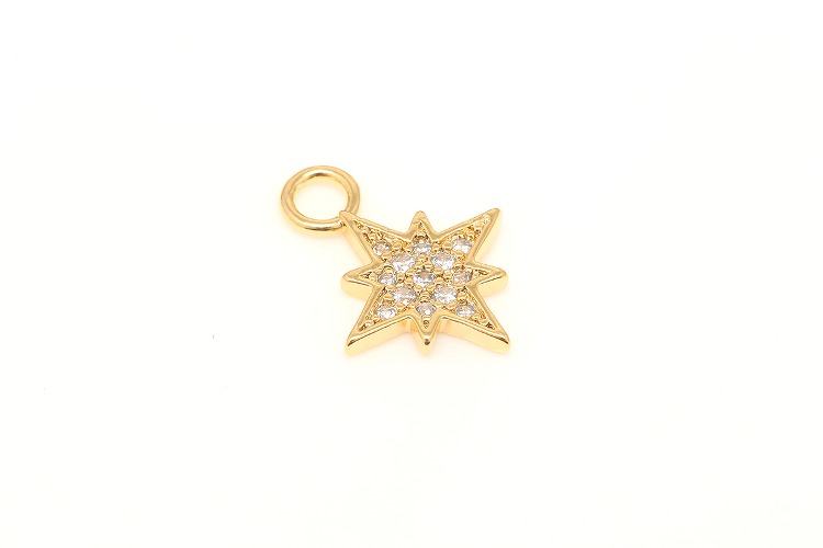 CH8109-Gold Plated-(2pcs)-13.5*10.5mm CZ North Star Charm,Tiny North Star Pendant, [PRODUCT_SEARCH_KEYWORD], JEWELFINGER-INBEAD, [CURRENT_CATE_NAME]