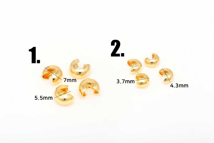 CH8113-NO.2 Gold Plated-(20pcs)-Crimp Cover Beads, 4.3*3.7mm Cover Beads, Cord Ends, Necklace Bracelet Making Supply,Nickel Free, [PRODUCT_SEARCH_KEYWORD], JEWELFINGER-INBEAD, [CURRENT_CATE_NAME]