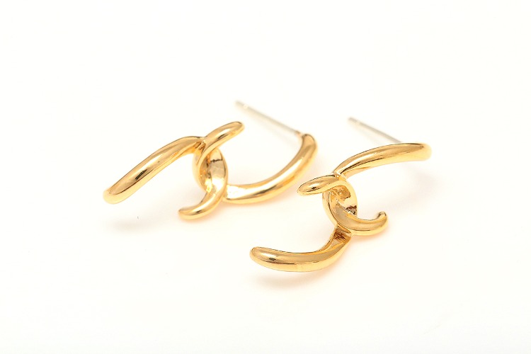 CH8107-Gold Plated-(1pairs)-22*8mm Unique Earrings,Jewelry Findings,Jewelry Making Supply,Daily Earrings-Silver Post, [PRODUCT_SEARCH_KEYWORD], JEWELFINGER-INBEAD, [CURRENT_CATE_NAME]