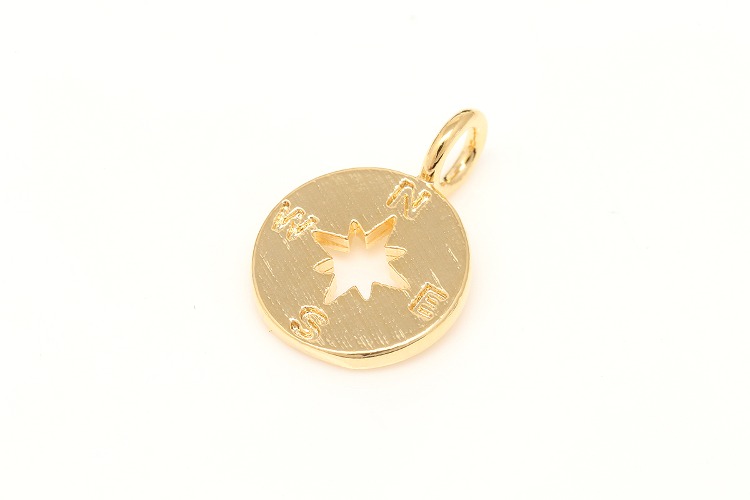 CH8108-Gold Plated-(2pcs)-12*17.5mm ,Compass Coin Charm,Double-sided Star Medallion Pendant, Necklace Bracelet Making Supply, [PRODUCT_SEARCH_KEYWORD], JEWELFINGER-INBEAD, [CURRENT_CATE_NAME]